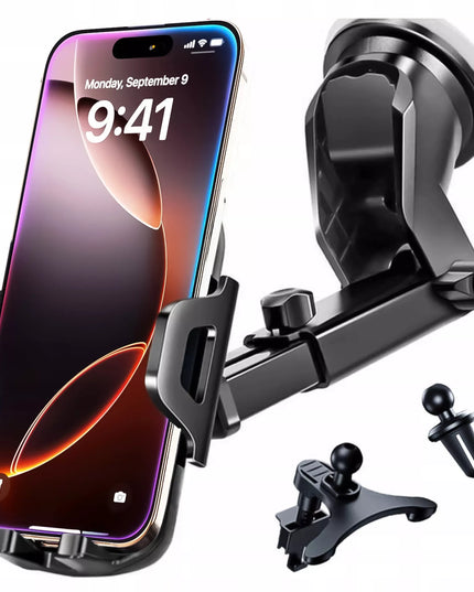 Automobilinis telefono laikiklis tvirtinamas prie stiklo arba prietaisų skydelio