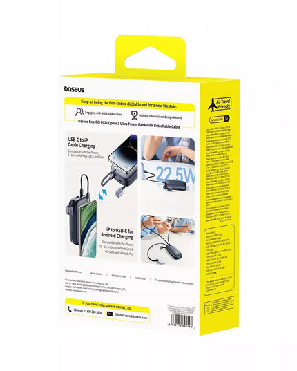 BASEUS išorinė baterija 20000 mAh 22.5W USB-C USB-A LIGHTNING skirta IPHONE ir ANDROID