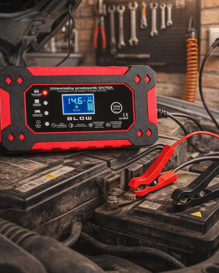 2 vnt. BLOW automatinis akumuliatorių įkroviklis 12 V 10 A su LCD ekranu ir remonto funkcija
