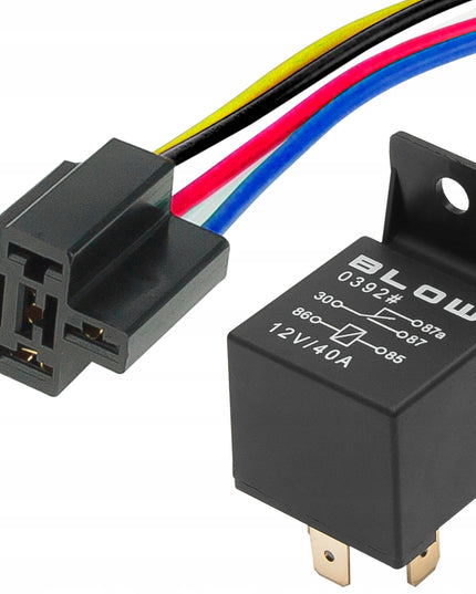 5 vnt. Automobilinis relė + 5 kontaktų lizdas 4120 12V 40A Universalus pajungimo laidas