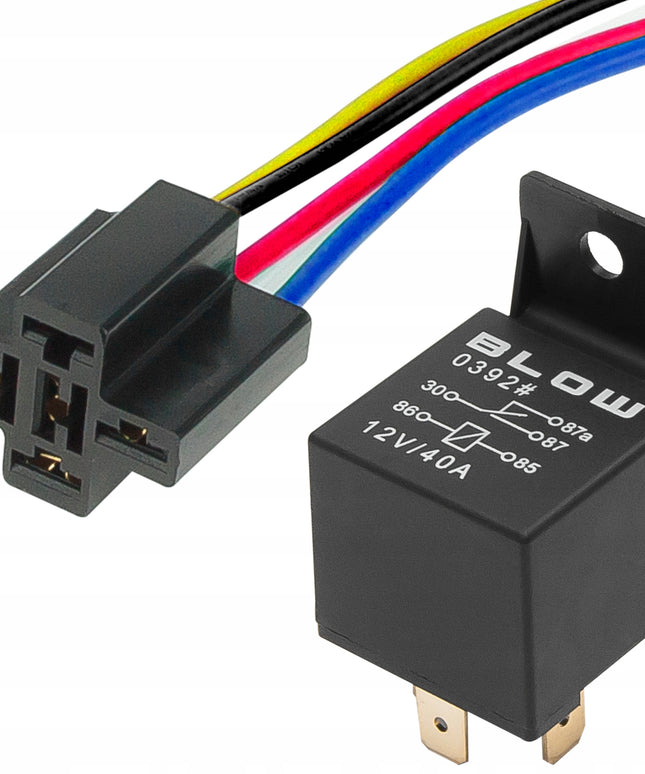 5 vnt. Automobilinis relė + 5 kontaktų lizdas 4120 12V 40A Universalus pajungimo laidas