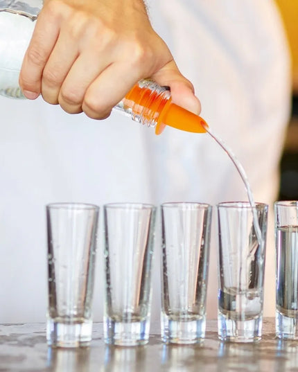 6 vnt. butelių dozatorių rinkinys alkoholiui, spiritui, vynui ir aliejui