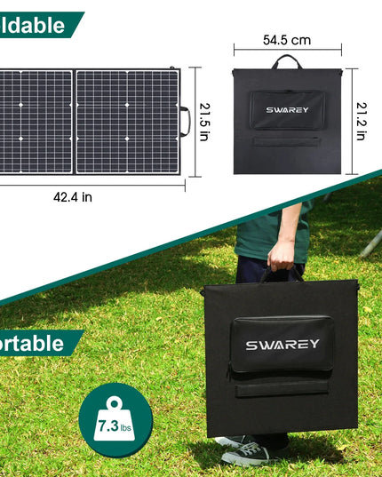 Swarey S160 Max nešiojamoji elektros stotelė, 333 Wh, 350 W (iki 700 W), skirta įkrauti saulės energija