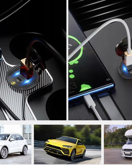 Automobilinis įkroviklis MOTOR KAMPER LED 12V 24V 18W PD 3.0 USB USB-C su dangteliu