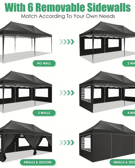 Juoda išsiskleidžianti pavėsinė 3x6 m su šoninėmis sienelėmis – tobula lauko šventėms, vestuvėms ir renginiams