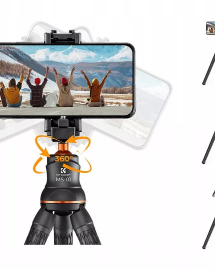 Lankstus K&F Concept trikojis fotoaparatui ir telefonui, tripod + Bluetooth nuotolinio valdymo pultelis