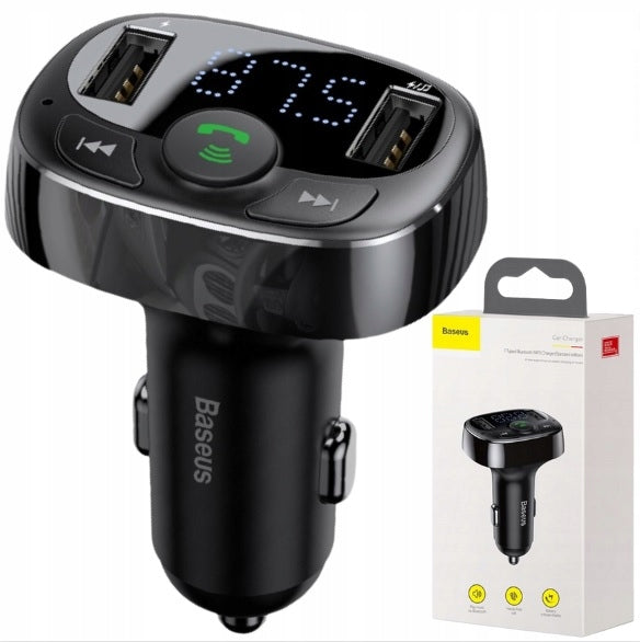 FM siųstuvas Bluetooth automobilinis įkroviklis BASEUS MP3 2x USB TF micro SD