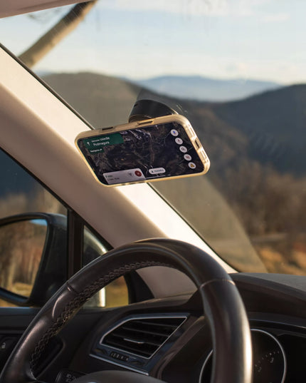 Spacecase automatinis magnetinis automobilinis telefono laikiklis su siurbtuku, skirtas MagSafe, juodas