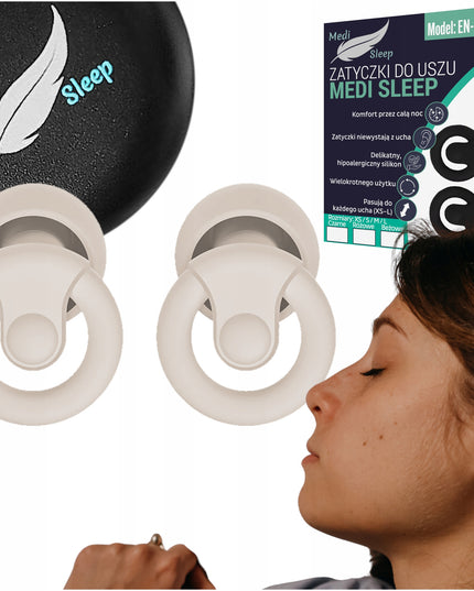 Ausų kištukai miegui Medi Sleep, dydis XS / S / M / L, smėlio spalvos