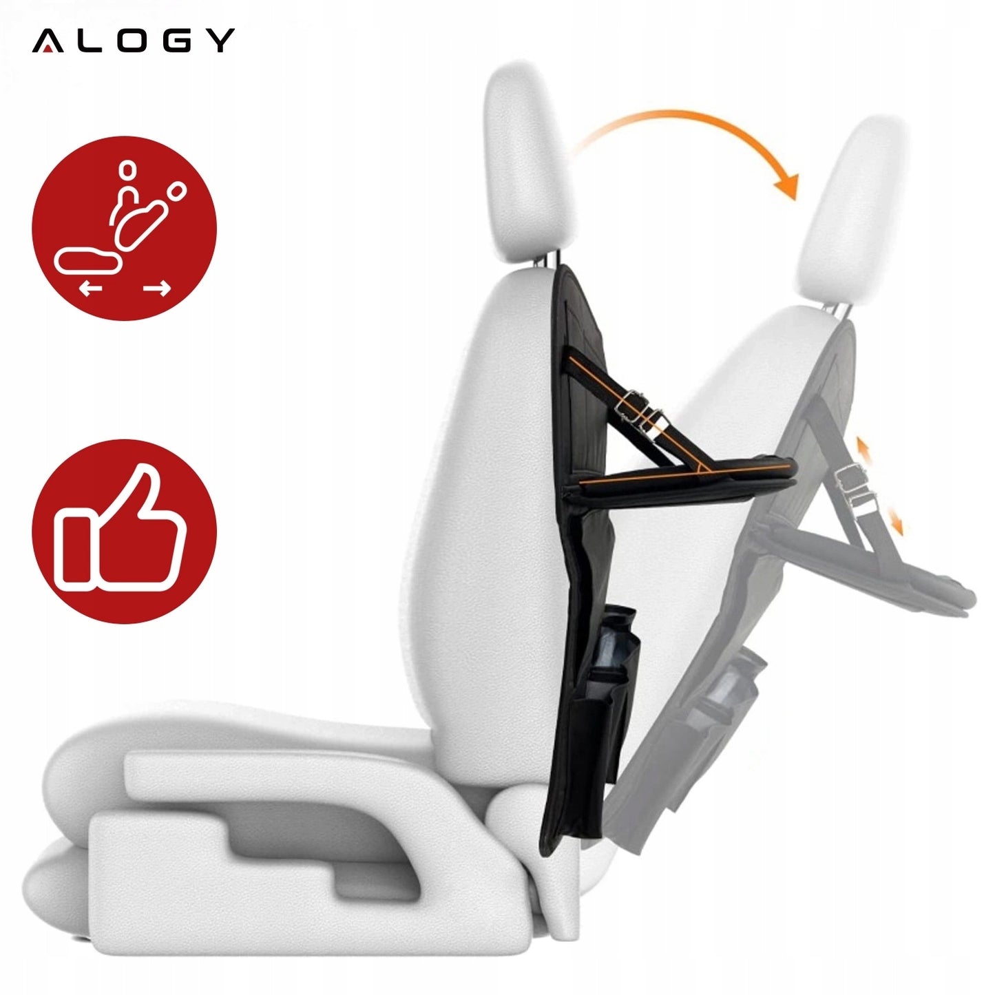 Automobilinis organizatorius galinei sėdynei, apsauga su staliuku/padėklu