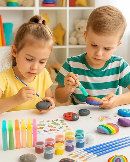 „Regmag“ didelis akmenų tapymo rinkinys „DIY“ su tamsoje šviečiančiais dažais ir teptukais