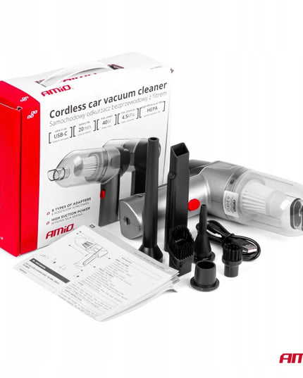 Belaidis akumuliatorinis automobilinis dulkių siurblys AMiO HEPA, 40 W, 4000 mAh