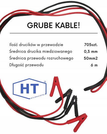 1500 A paleidimo kabeliai, 6 m, 50 mm²