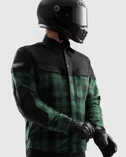 Vyriška tekstilinė motociklininko striukė Rebelhorn Shifter Black Green