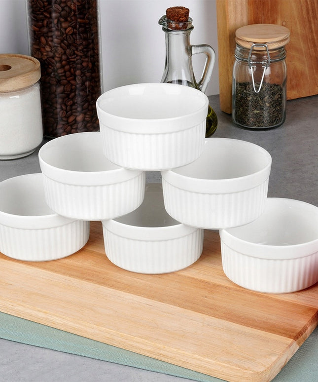 6x Keraminės kepimo kokilės, karščiui atsparūs dubenėliai, indai 260 ml