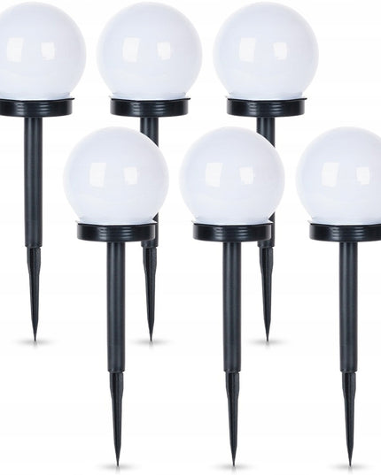 6x Lauko šviestuvas su įžeminimu, saulės energija varomas LED rutulys su jutikliu