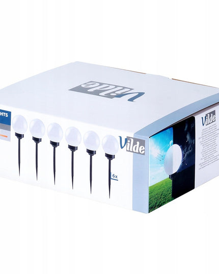 6x Lauko šviestuvas su įžeminimu, saulės energija varomas LED rutulys su jutikliu