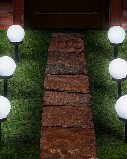 6x Lauko šviestuvas su įžeminimu, saulės energija varomas LED rutulys su jutikliu