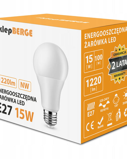 6x LED lemputė E27 A60 15W 1200lm 3 SPALVŲ Energiją taupanti LED BERGE