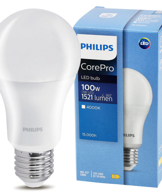 6x LED lemputė E27 PHILIPS 13W = 100W 1521lm Spalva 4000K Premium A60 Rinkinys