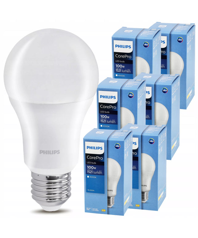 6x LED lemputė E27 PHILIPS 13W = 100W 1521lm 4000K Premium A60, rinkinys