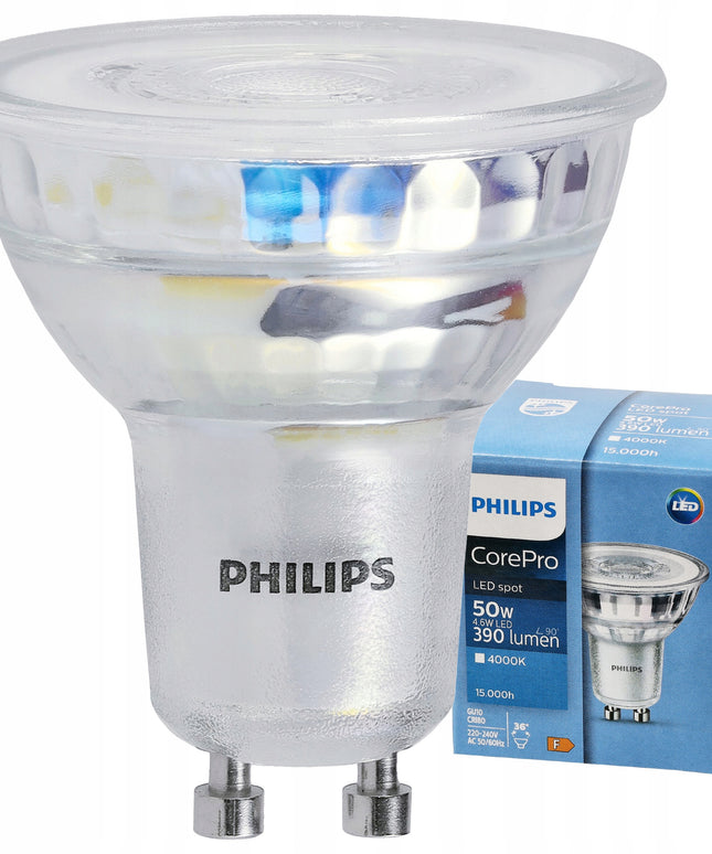 6x LED lemputė GU10 PHILIPS 4,6W 390lm 36° Neutrali 4000K Premium rinkinys