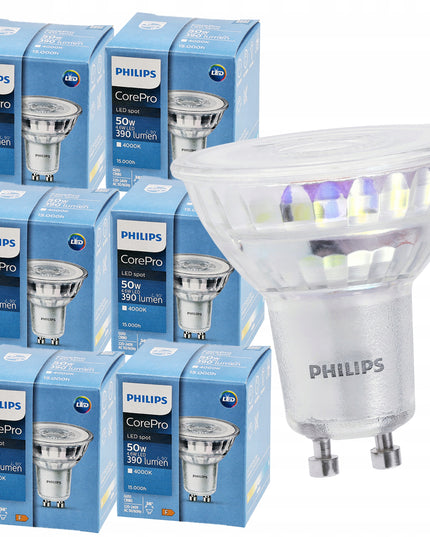 6x LED lemputė GU10 PHILIPS 4,6W 390lm 36° Neutrali 4000K Premium rinkinys
