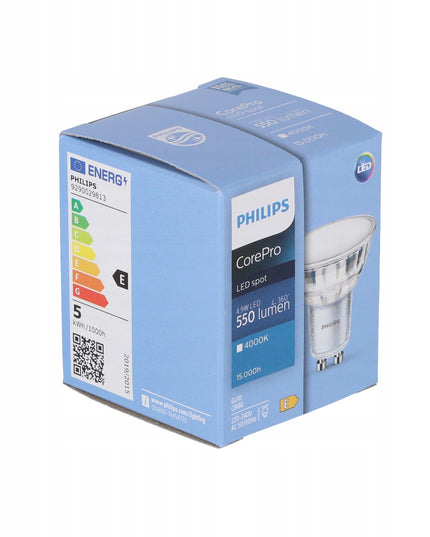 6x LED lemputė GU10 PHILIPS 4,9W 550lm Neutrali spalva 4000k Premium Rinkinys