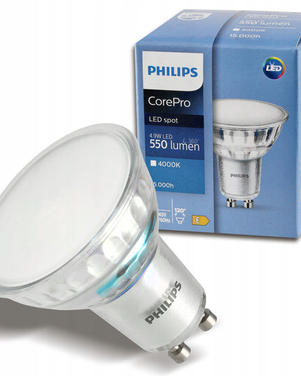 6x LED lemputė GU10 PHILIPS 4,9W 550lm Neutrali spalva 4000k Premium Rinkinys