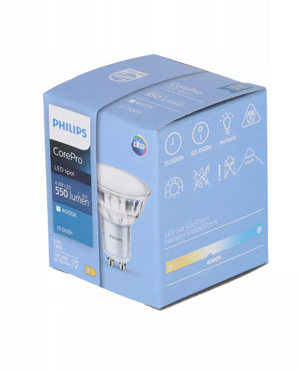 6x LED PHILIPS GU10 lemputė 4,9 W 550 lm neutrali balta 4000 K Premium rinkinys