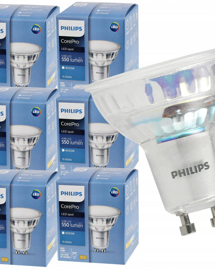 6x LED PHILIPS GU10 lemputė 4,9 W 550 lm neutrali balta 4000 K Premium rinkinys