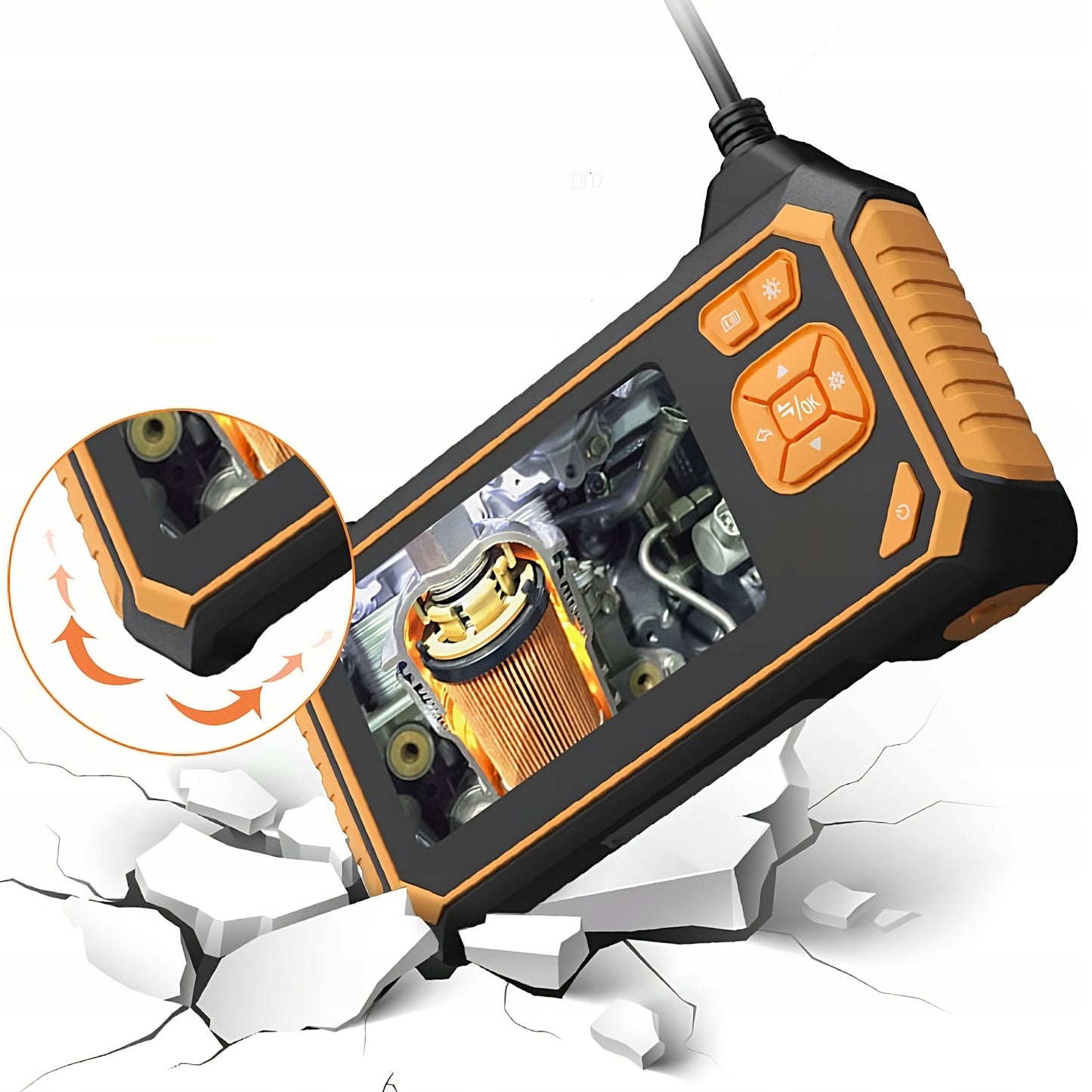 INSPEKCINĖ ENDOSKOPINĖ KAMERA 3M LCD HD 4,3" 8MM FULL HD 360° MICRO SD 64GB