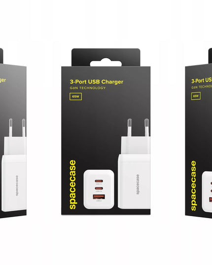 TINKLO ĮKROVIKLIS SPACECASE 65W, GREITAS GAN ĮKROVIKLIS, 2X USB-C, USB-A