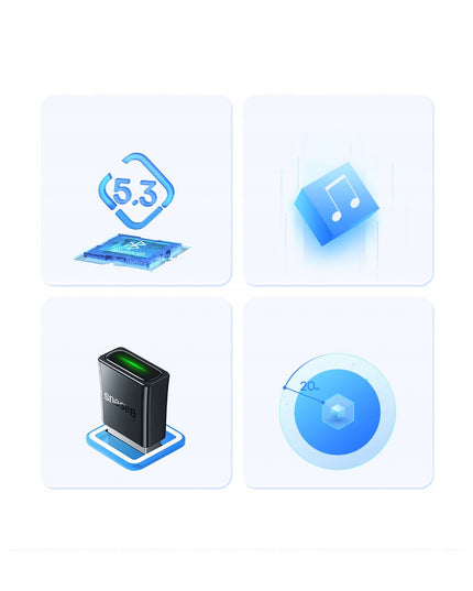 BASEUS USB Adapteris Bluetooth 5.3 Imtuvas/Siųstuvas Windows Plug&Play