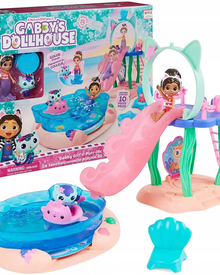 Gabby's Dollhouse didelis baseino rinkinys: 2 figūrėlės, Gabi, Merkatė ir čiuožykla