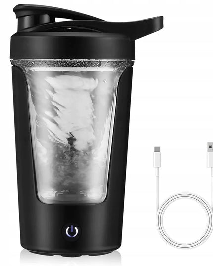 Nešiojamas elektrinis baltymų kokteilių plaktuvas, juodas, 450 ml, 500 mAh