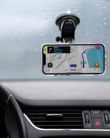 Spacecase magnetinis telefono laikiklis automobiliui skirtas tvirtinti prie stiklo arba prietaisų skydelio su MagSafe palaikymu