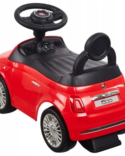 Sun Baby Fiat 500 vaikiškas paspirtukas-stumdukas su atrama ir daiktadėže, raudonas