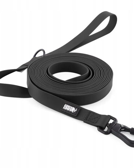 8 m ilgio dresavimo pavadėlis šunims HUGGY DOGGY, vandeniui atsparus PVC, patvarus, dydis L, juodas