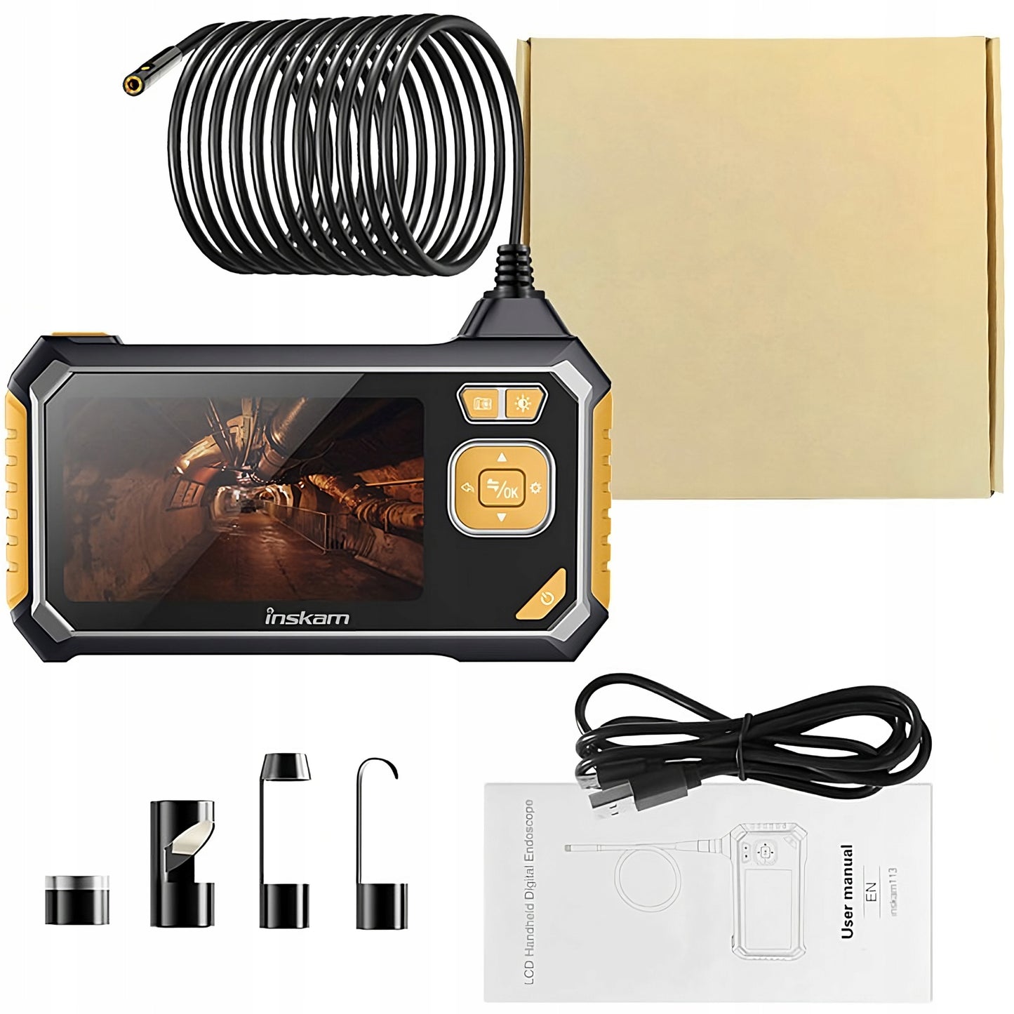 INSPEKCINĖ ENDOSKOPINĖ KAMERA 3M LCD HD 4,3" 8MM FULL HD 360° MICRO SD 64GB