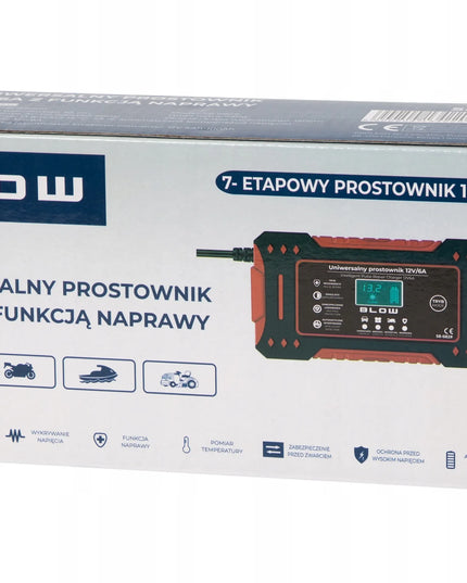 2 vnt. automatiniai išmanieji BLOW LCD 12 V 6 A akumuliatorių įkrovikliai