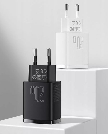 Įkroviklis BASEUS USB USB-C 20W Telefonui, 2 prievadai, Universalus, Greitas QC 3A