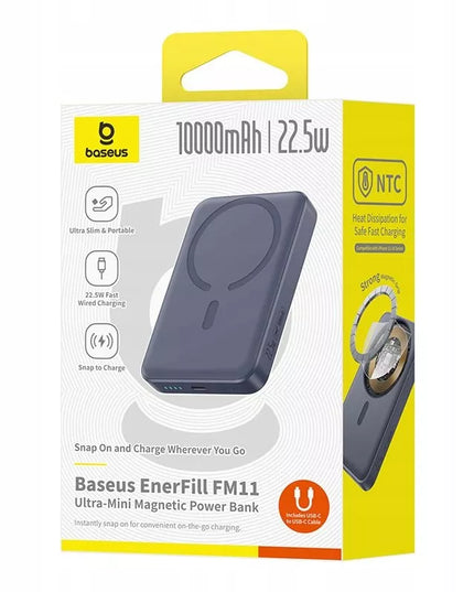 BASEUS 10000 mAh 22.5W magnetinis MagSafe išorinis akumuliatorius su integruotu laidu