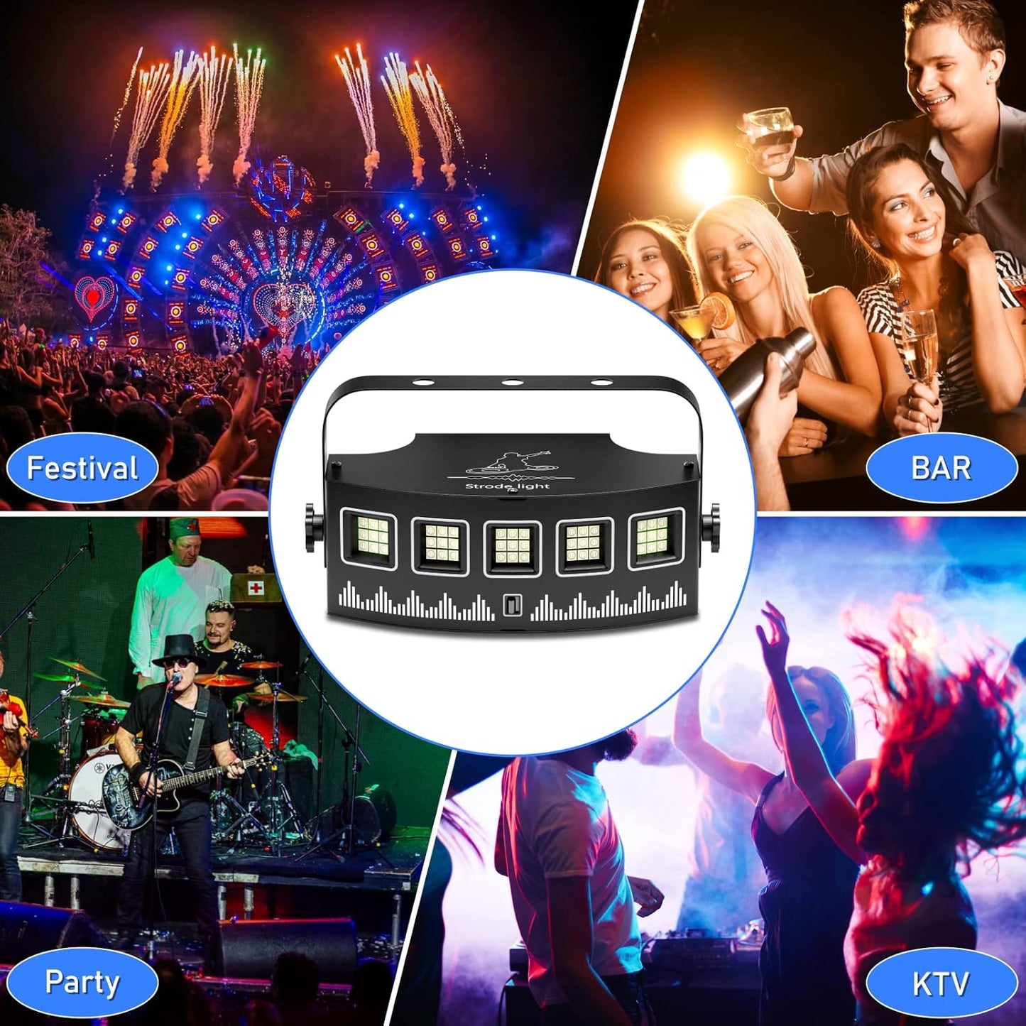 Spalvotas diskotekos apšvietimas 128 RGBW vakarėlio prožektorius, 2 vnt. rinkinys