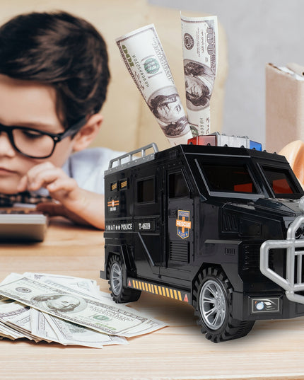 SEIFAS-TAUPYKLĖ BANKOMATAS POLICIJOS AUTOMOBILIS MONETOMS, BANKNOTAMS, PIN KODUI VAIKAMS