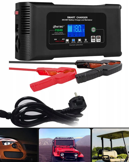 HTRC P3648 automatinis išmanusis 36 V / 48 V akumuliatorių įkroviklis, 18 A