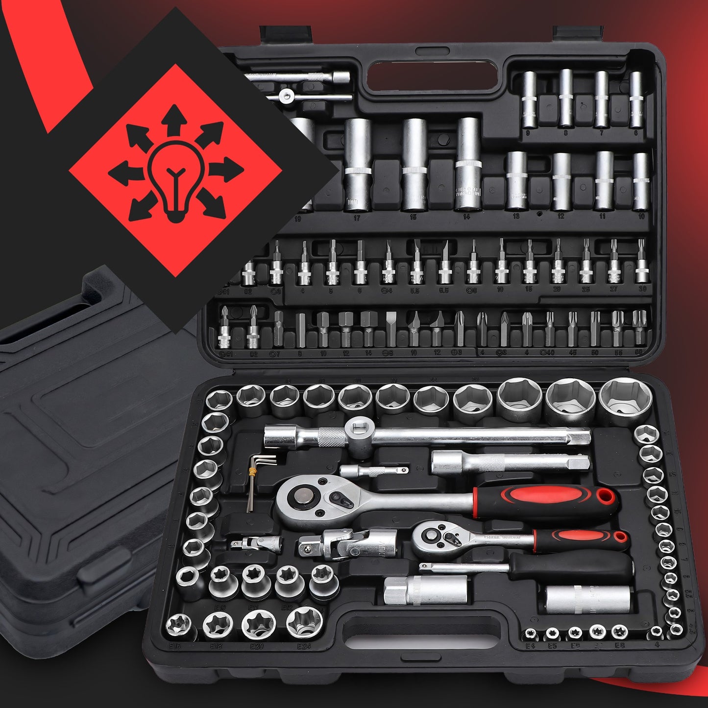 Lizdinių raktų rinkinys 108 vnt. dėklas TORX antgaliai