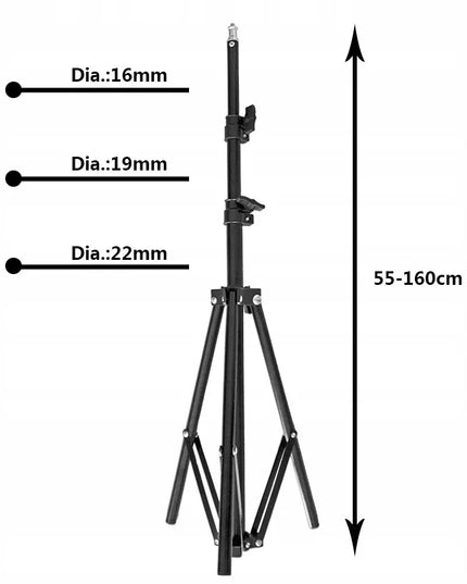 Universalaus 160 cm trikojo stovas su laikikliu fotoaparatui, telefonui ir planšetei, 3,5–10″
