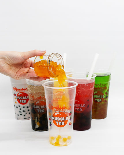 BUBBLE TEA - Puodelių ir šiaudelių rinkinys 6 x 700ml MĖLYNĖ, AGRĪSTAS, CITRINA, BRAŠKĖ