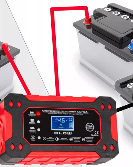 Akumuliatoriaus įkroviklis LCD 12V 10A su remonto funkcija automatinis
